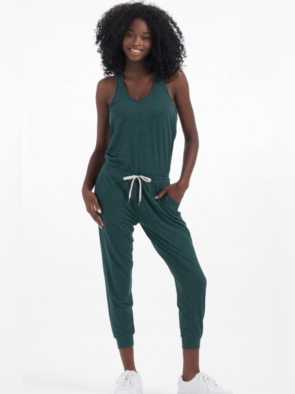 Vuori Lux Performance Racerback Jumpsuit in Jade Green , M